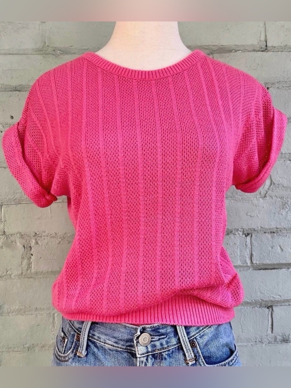 Vintage Pink Short Sleeve Sweater
